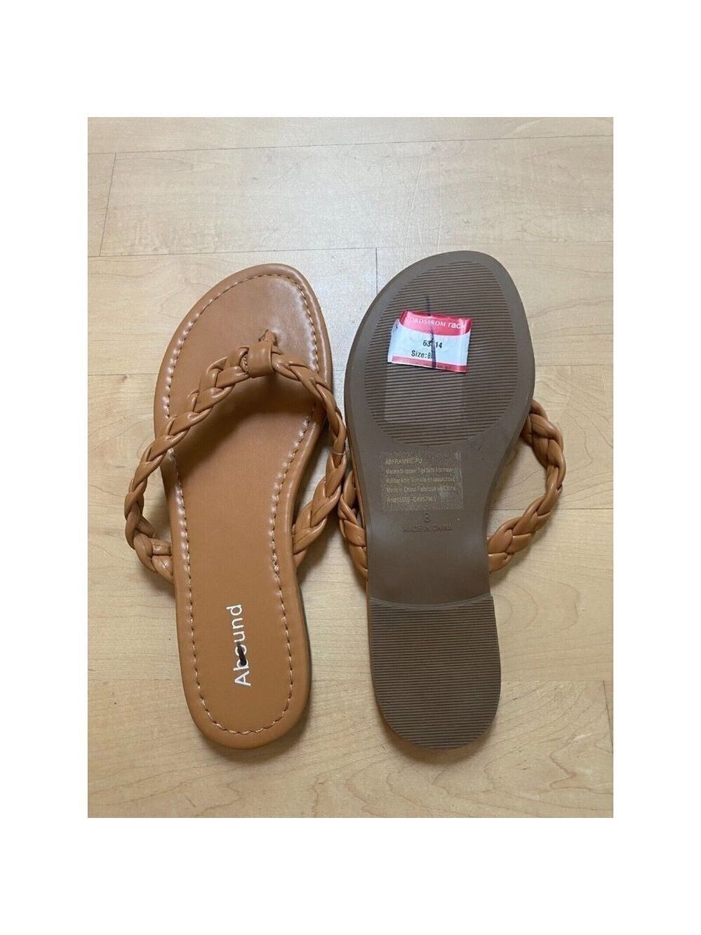 Abound BNWT "Frannie" braided tan sandals thong NEW - Picture 6 of 6
